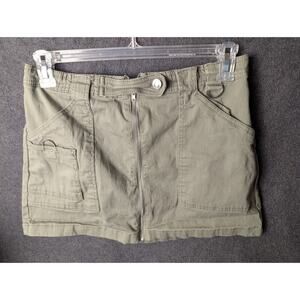 Ultra Flirt Women Olive Green Cargo Mini Skirt‎ Full Zip Utility D-Ring Size L